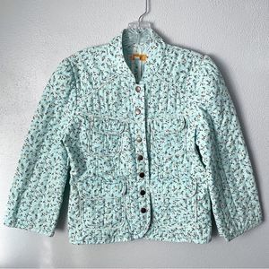 Tulle Quilted Button Down Floral Jacket